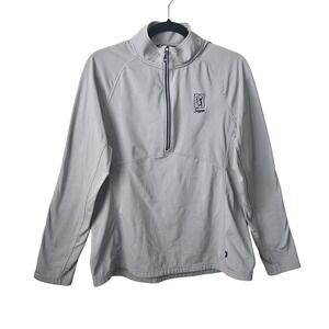 Cutter & Buck TPC Sawgrass Golf Womens Grey Quarter Zip Pullover Jacket Preppy L